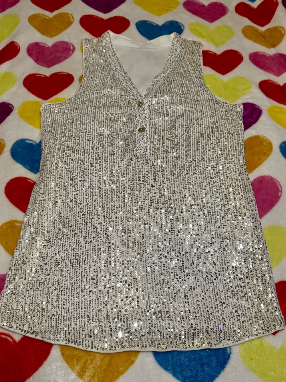 SHEIN Silver Sequin Tank Top